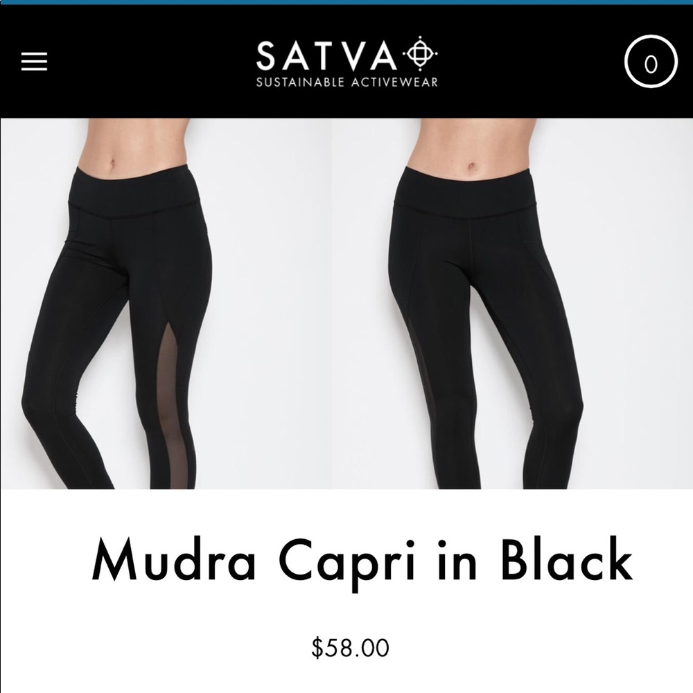 Satva “Mudra Capri” Black leggings, size small.